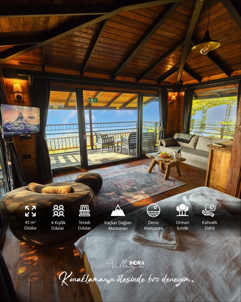 Terrace lounge with Kaçkar view – wide glazing